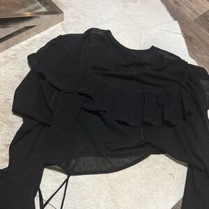 Free People Black Ruffled Blouse